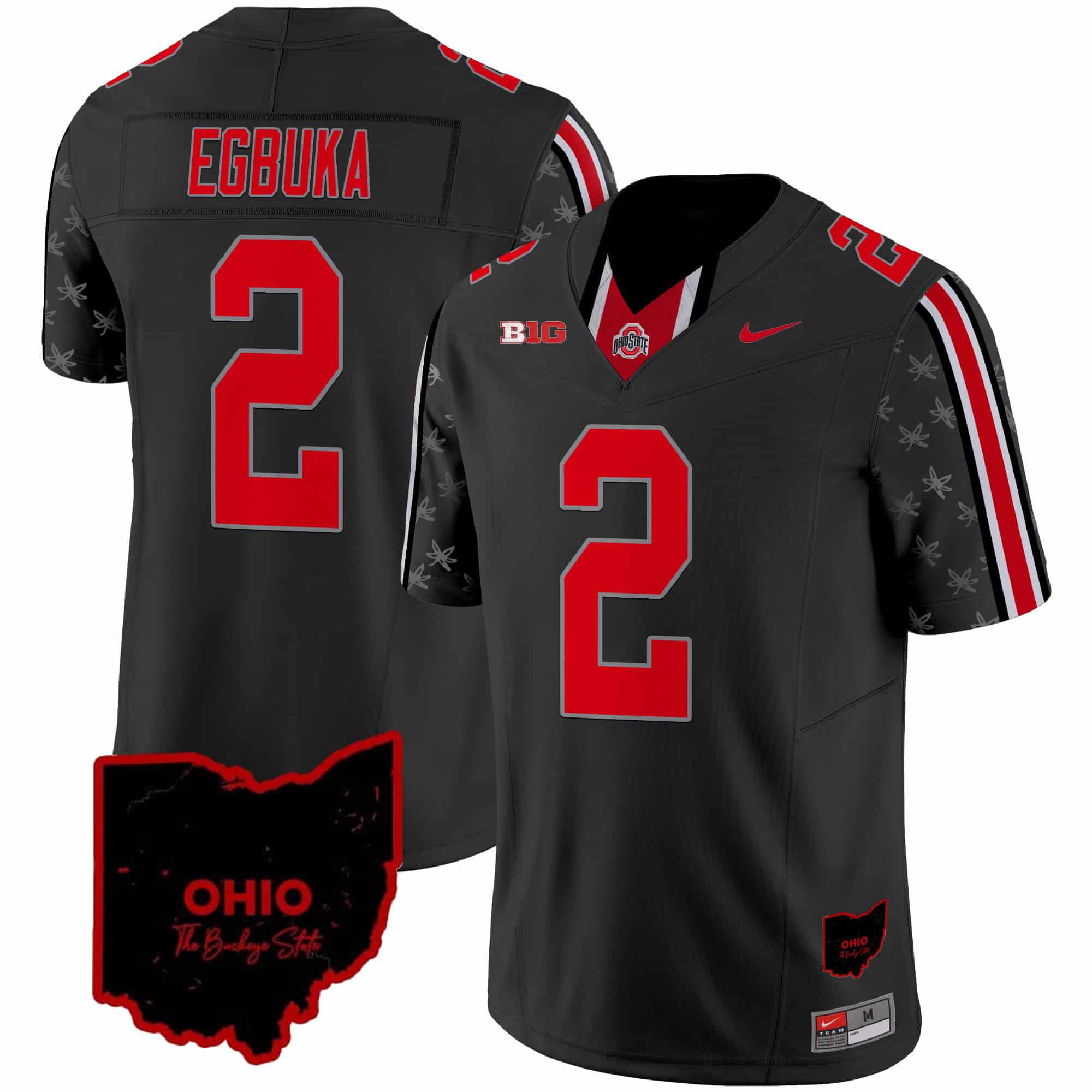 Men Ohio State Buckeyes #2 Egbuka Black 2024 Nike Home Patch Vapor Limited NCAA Jersey